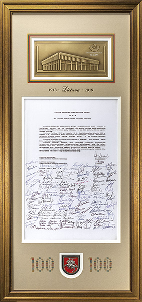 1990 m. Kovo 11-osios Lietuvos Nepriklausomybės atstatymo aktas (kopija), Lietuvai 100