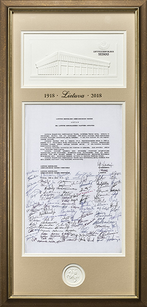 1990 m. Kovo 11-osios Lietuvos Nepriklausomybės atstatymo aktas (kopija)