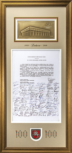 1990 m. Kovo 11-osios Lietuvos Nepriklausomybės atstatymo aktas (kopija), Lietuvai 100