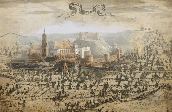 Vilniaus panorama pagal 1600 m. T.Makovskio graviūrą